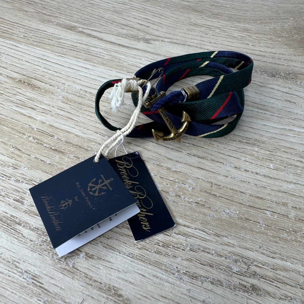 Kiel James Patrick x Brooks Brothers Wrap Bracelet Blue Green Red Stripes NWT